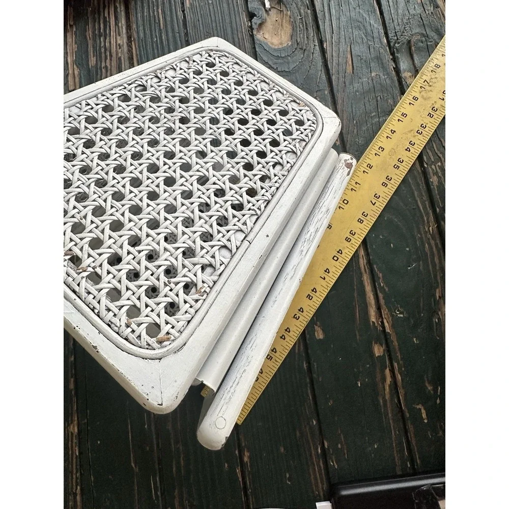 White Wicker Rattan Square Light Shade Shabby  Chic Lightshade‎ Vtg